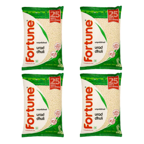 Fortune Urad Dal Split / Urid Dal Washed - Without Skin (Bundle of 4 x 500g) - 2kg