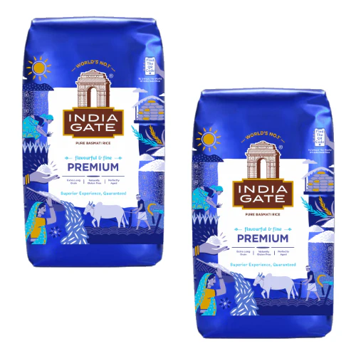 India Gate Premium Basmati Rice (Bundle of 2 x 1kg) - 2kg - Image 2