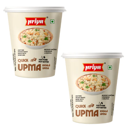 Priya Ready to Eat / Quick Vegetable Upma Cup (Bundle of 2 x 80g)