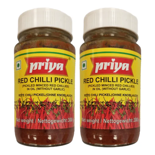 Priya Red Chilli Pickle (Bundle of 2 x 300g)